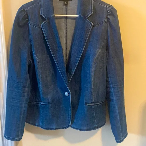 INC International Concepts Dark Blue Denim Blazer - Picture 4 of 10